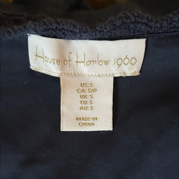 House of Harlow 1960 Navy and Cream Zigzag Crochet Midi Dress size S - Picture 12 of 13